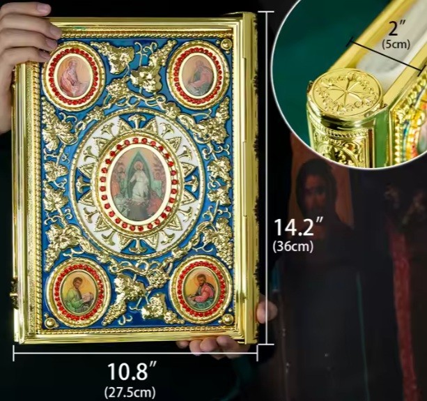 Dimensiuni evanghelie ortodoxă 35x27cm cu copertă aurită