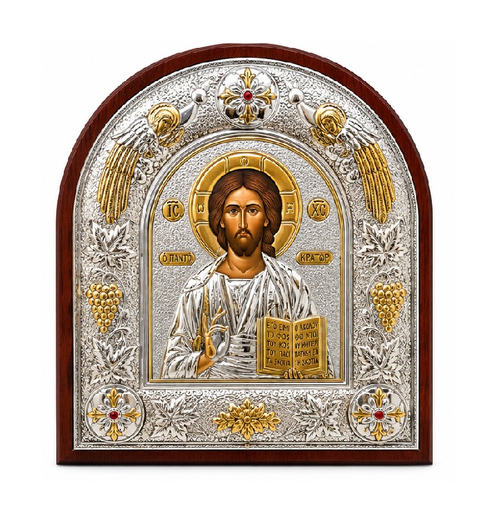 Icoana cu Iisus Hristos Pantocrator pe Lemn 22 x 26 cm