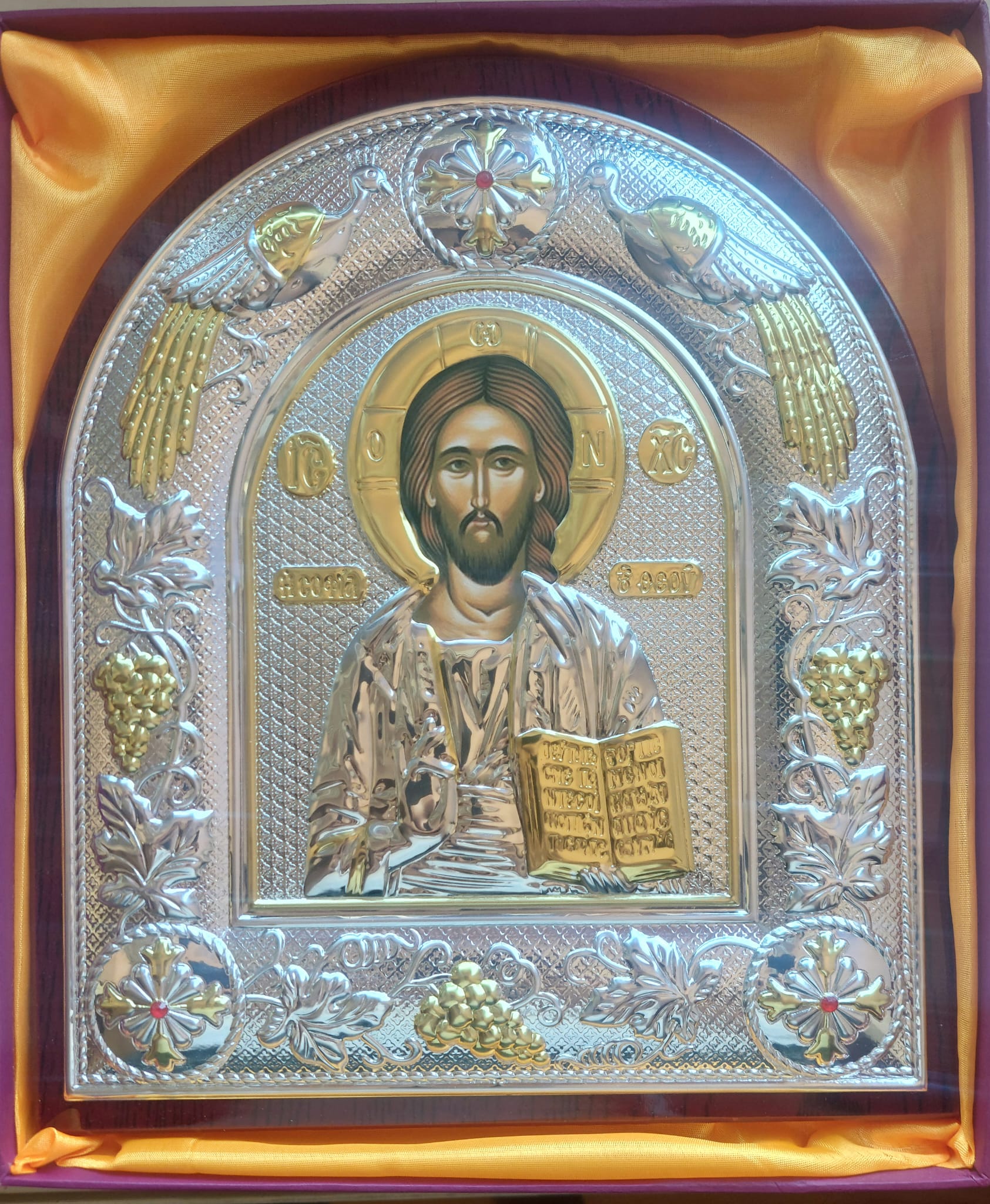 Icoana cu Iisus Hristos Pantocrator pe Lemn 22 x 26 cm - imagine 4