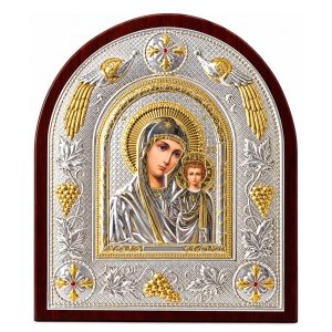 Icoană cu Maica Domnului și Pruncul Iisus pe lemn 22X26cm