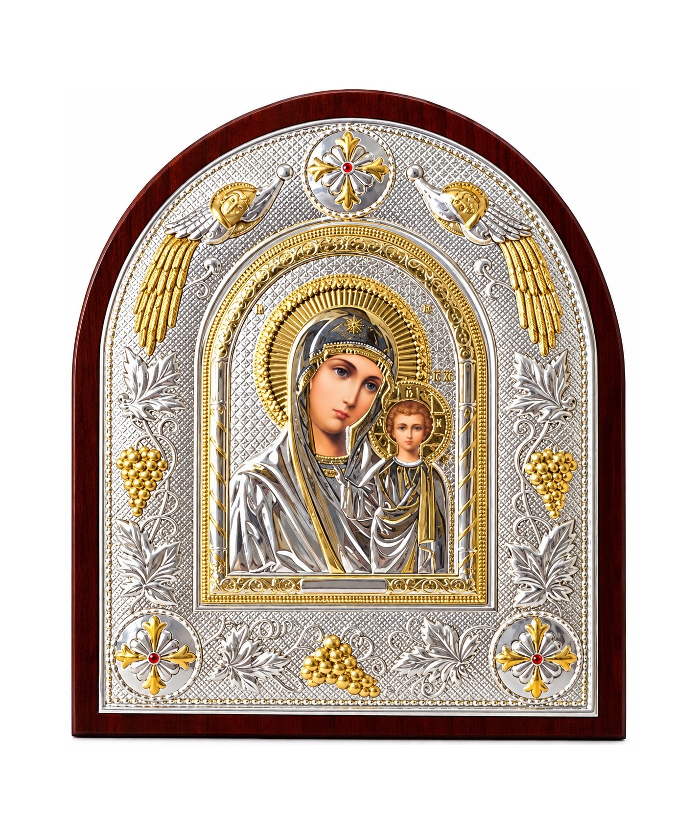 Icoană cu Maica Domnului și Pruncul Iisus pe lemn 22X26cm